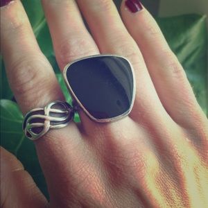 Sterling silver vintage onyx ring